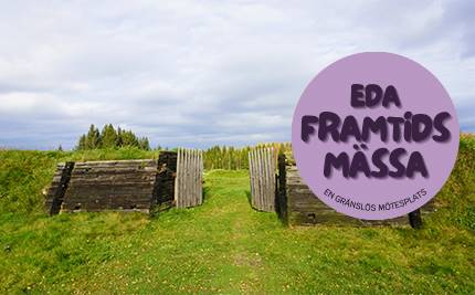 Port till Eda Skans och lila logotyp med text: Edas Framtidsmässa